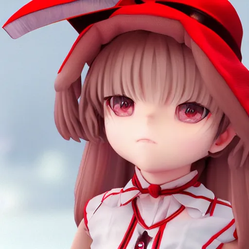 Image similar to Manga cover portrait of an extremely cute and adorable beautiful Flandre Scarlet posing for the camera in Bruges, 3d render diorama by Hayao Miyazaki, official Studio Ghibli still, color graflex macro photograph, Pixiv, DAZ Studio 3D