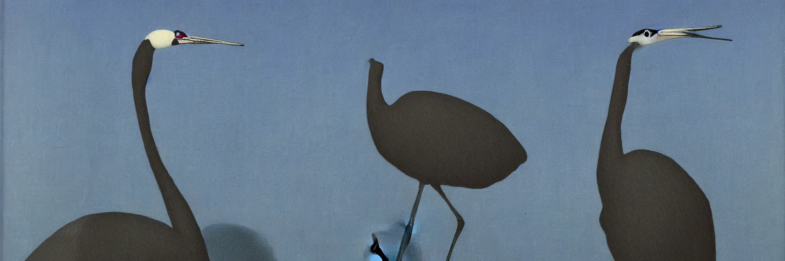 Image similar to crane bird painting magritte