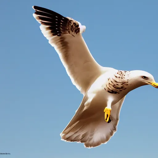 Image similar to High resolution!! Seagull with Hawk wings, photorealistic, National geographic, 8K