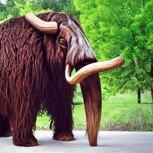 Image similar to wooly mammoth with hair that looks like pulled pork