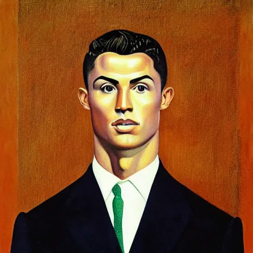 Prompt: portrait of cristiano ronaldo, painting by rene magritte, high detail, high resolution