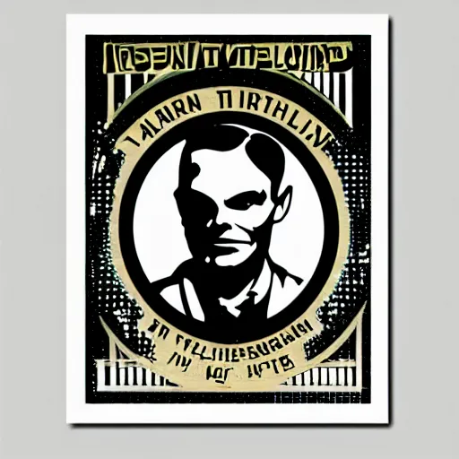 Image similar to individual alan turing silk screen butcher billy style