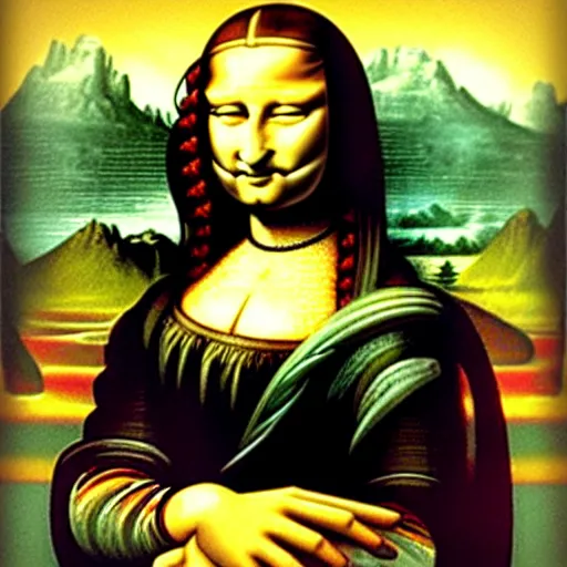 Prompt: monalisa in the style of JACEK YERKA