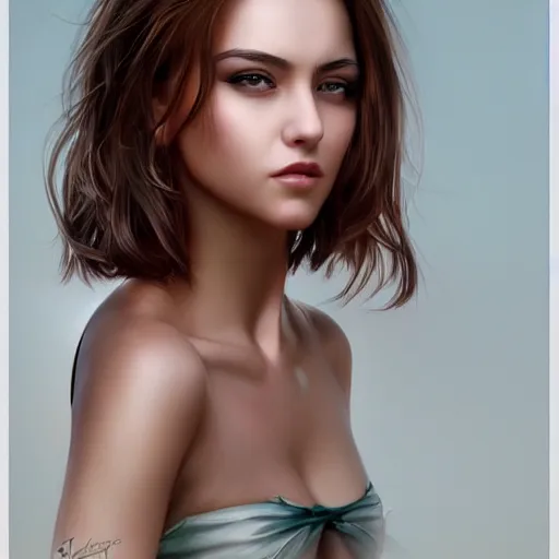 Image similar to photo of a gorgeous young woman in the style of stefan kostic, realistic, sharp focus, 8k high definition, insanely detailed, intricate, elegant, art by stanley lau and artgerm