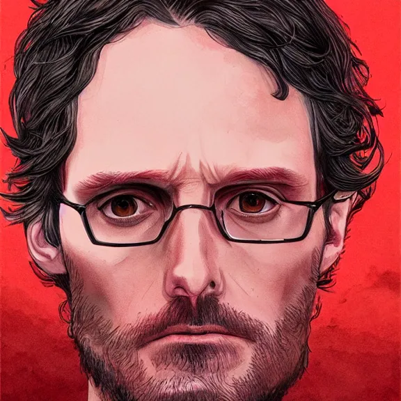 Prompt: will graham, dark, red, by martine johanna, golden ratio, environment, hyper detail, concept artbook