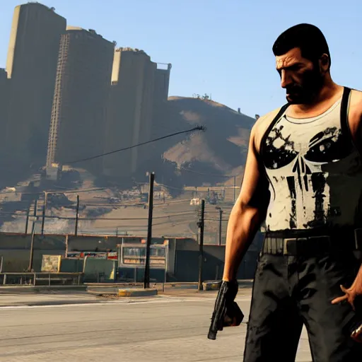 Prompt: the punisher in gta v