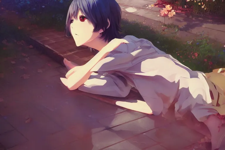 Image similar to boy's love anime high school scene spring setting, expert high detail concept art, romantic undertones, perfect proportions fine - face, realistic shaded lighting poster ilya kuvshinov, katsuhiro, jeremy lipkin and michael germash, makoto shinkai, loish and clamp style, trending on art station, best selling artist