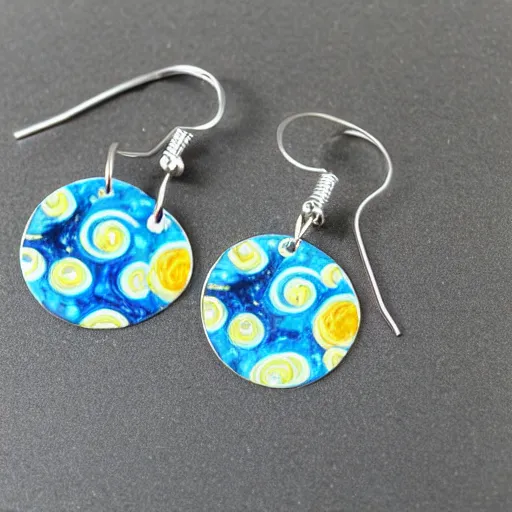 Prompt: product photo of starry night earrings