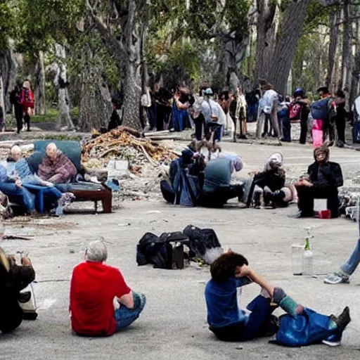 Image similar to people sitting around witnessing the last day of planet earths destruction