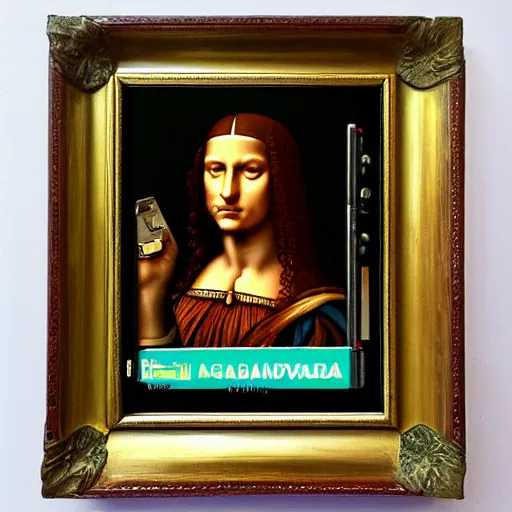 Prompt: original Da Vinci painting of the Gameboy - 1503 Paint on Canvas