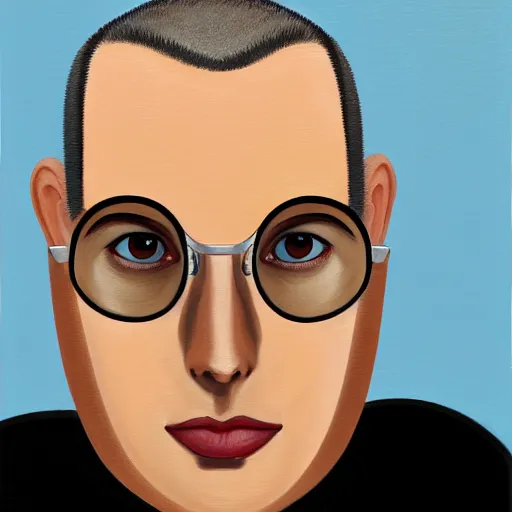 Prompt: 50 year old brunette man with very short hair, buzz cut, round round round face round face round face, square face, round jaw, wide chin , romanian, silver glasses, romanian heritage, brown eyes, olive skin, round nose, round chin, clean shaven wide face, thin lips, digital art, painterly, painting, 8k, illustration, beautiful, art by loish, painterly, trending on artstation, medium shot, uncropped