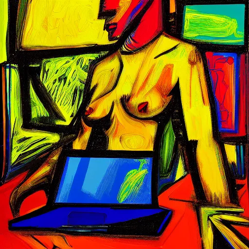 Prompt: The computer art combines elements of both abstraction and figuration, creating a unique and powerful image. The bright colors and bold lines are eye-catching, and the subject matter is both mysterious and intriguing. The computer art is both beautiful and thought-provoking. by David Yarrow, by Frank Auerbach offhand, comforting