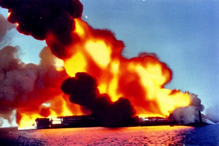 Image similar to chrevolet malibu 8 2 bursting into flames and exploding, photograph