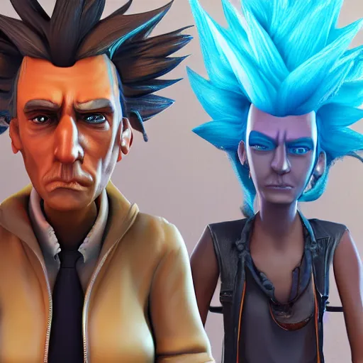 Image similar to rick sanchez created in unreal engine 5 meta humans, 4k, high detail, high-resolution photograph, professional photography, ultra-detail