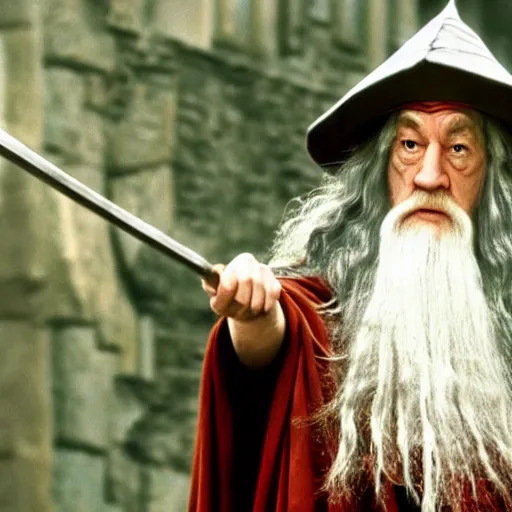 Image similar to still of gandalf as a gryffindor student in harry potter