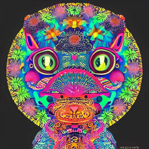 Prompt: Alebrijes” 3-D 8k , digital art, Mexican folk art, cute single animal, solid black background, Hyperdetailed, Martin Sandiego, Julia Fuentes, Adi Granov