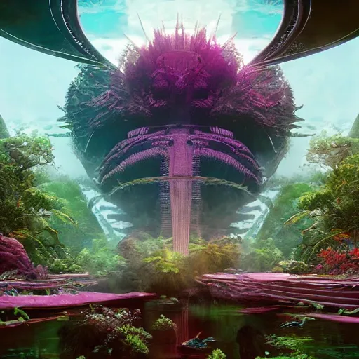 Image similar to river lush alien cinematic geometric 8 k sharp focus sacred by moebius, andreas franke, james christensen, victo nagi, artgerm