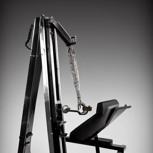 Image similar to a strength tester attached to a guillotine, photography, highly detailed, high quality, 8 k, soft lighting,