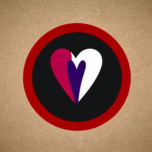 Prompt: minimalist nonprofit logo. sensual, curving black, red, and purple brushstrokes on a circular white background. motifs such as heart, fire, barbed wire, leather straps, thorns.