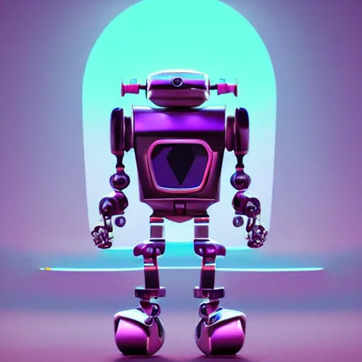 Image similar to 80s futuristic retro robot character, colorful chrome:: by beeple and James Gilleard and Justin Gerard :: ornate, dynamic, particulate, intricate, elegant, highly detailed, centered, artstation, smooth, sharp focus, octane render, 3d