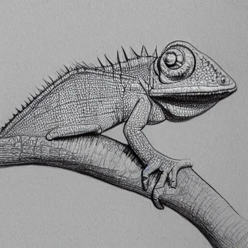 Image similar to a drawing of a chameleon, in the style of leonardo da vinci, leonardo da vinci