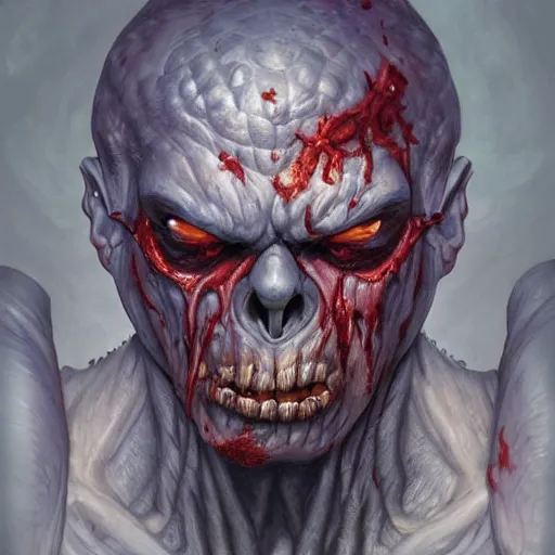 Image similar to an portrait of an mutant buff zombie, highly detailed, centered, digital painting, artstation, concept art, donato giancola, Joseph Christian Leyendecker, WLOP, Boris Vallejo, Breathtaking