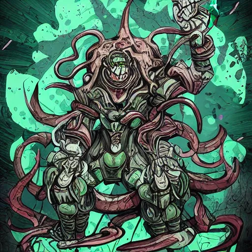 Image similar to chaos nurgle, anime art style, illustration