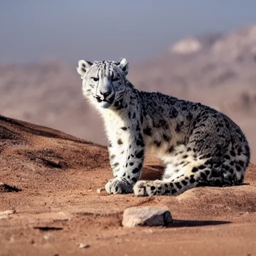 Image similar to a snow leopard in the desert