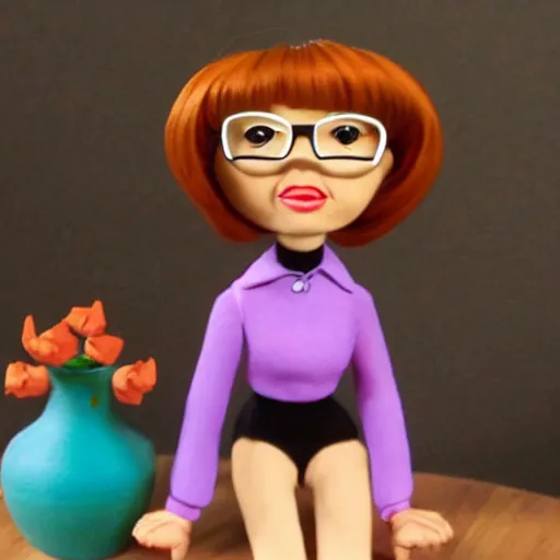 Image similar to claymation velma in the style of coralina