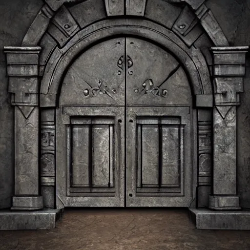 Image similar to iron arc gate door texture, fantasy art style, matte painting, 2 d texture