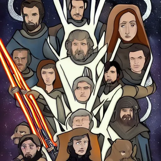 Image similar to game of thrones in space style of star wars