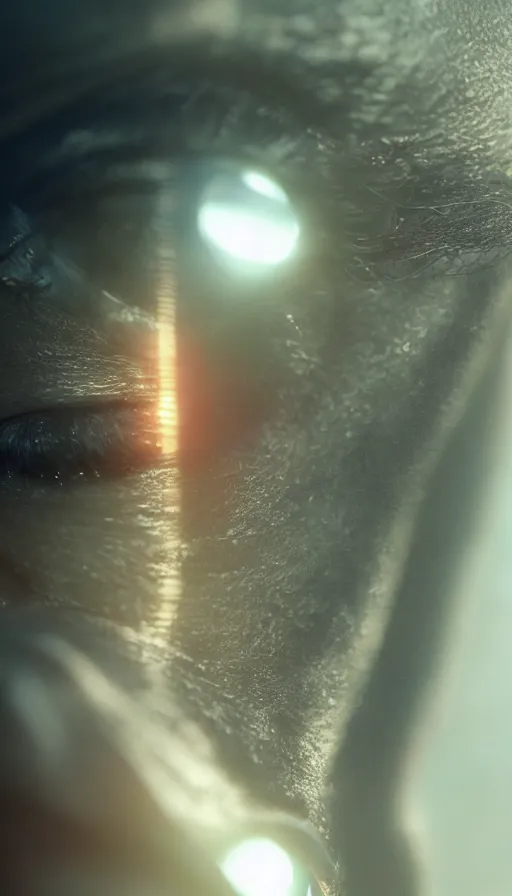 Image similar to a close up of very tired eyes, moody lighting, lens flare, atmosphere, glow, detailed, intricate, full of colour, cinematic lighting, trending on artstation, 4 k, hyperrealistic, focused, extreme details, unreal engine 5, cinematic, masterpiece