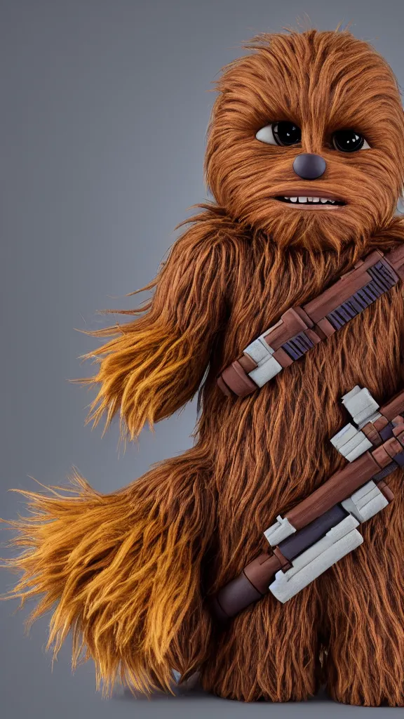 Image similar to chewbacca reimagined as a cute children ’ s plushie. color harmony, 8 k detail, gallery quality, hd wallpaper, premium prints available, hyper - detailed, intricate design.