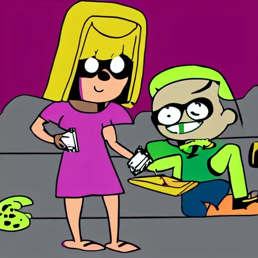 Image similar to billy and mandy rolling a cannabis joint with grim