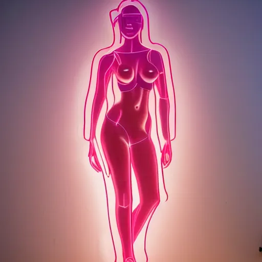 Image similar to 3 d neon art of a womens body, ultra detailed