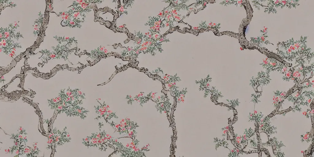 Prompt: chinoiserie wallpaper art