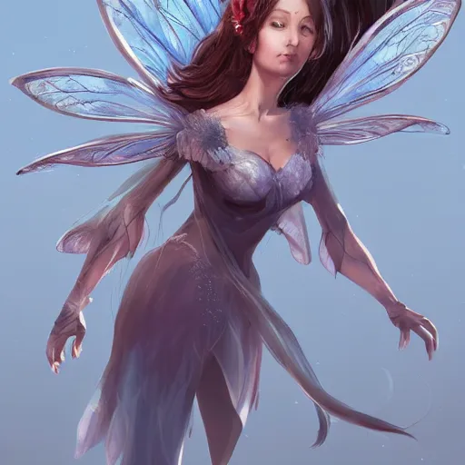 Image similar to a fairy with air wings, elegant, highly detailed, digital painting, trending on artstation, concept art, sharp focus, illustration, strong brush stroke, anime, sharp focus, ghibli studio, art by ross draws and stanley artgerm, 8 k
