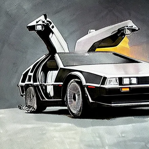 Image similar to DeLorean car in Cronenberg style, dark surrealism