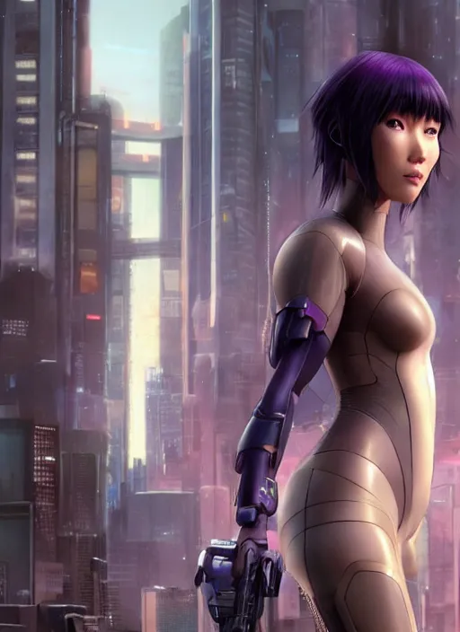 Image similar to weta disney pixar movie still portrait photo of motoko kusanagi the major ghost in the shell : : as cyborg woman by pixar : : by weta, wlop, ilya kuvshinov, rossdraws, artgerm, maxim cover, octane render, anime, octane render, 3 d, volumetric lighting, anti aliasing, raytracing : :