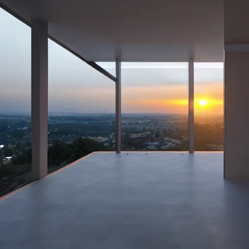 Image similar to extremely detailed non-Euclidean stunning sophisticated beautiful house, stunning volumetric light, sunset, concrete and translucent material, stunning skied, 8k