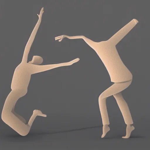 Prompt: dancing people, 3d art.