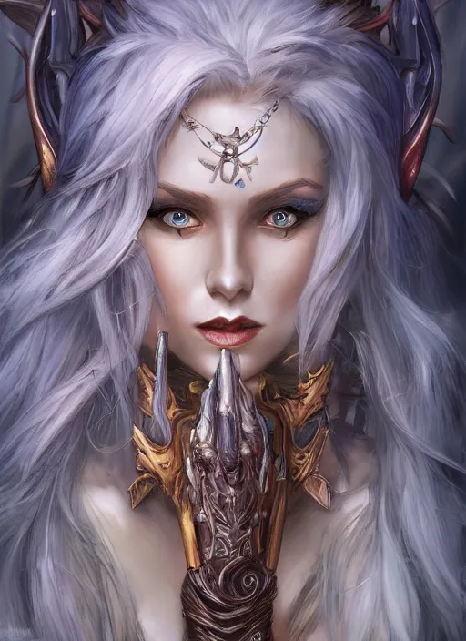 Prompt: female darkelf bard, beautiful detailed eyes and a bright smile, dirty, fantasy, intricate, rough, highly detailed, digital painting, 4k, HDR, concept art, smooth, sharp focus, upper body shot, illustration, art by Artgerm, H R Giger and Alphonse Mucha