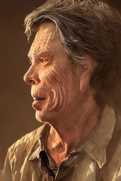 Image similar to Portrait of stephen king as hillbilly with shotgun, village, intricate, highly detailed, smooth, artstation, digital illustration by Ruan Jia and Mandy Jurgens and Artgerm and Wayne Barlowe and Greg Rutkowski and Zdislav Beksinski