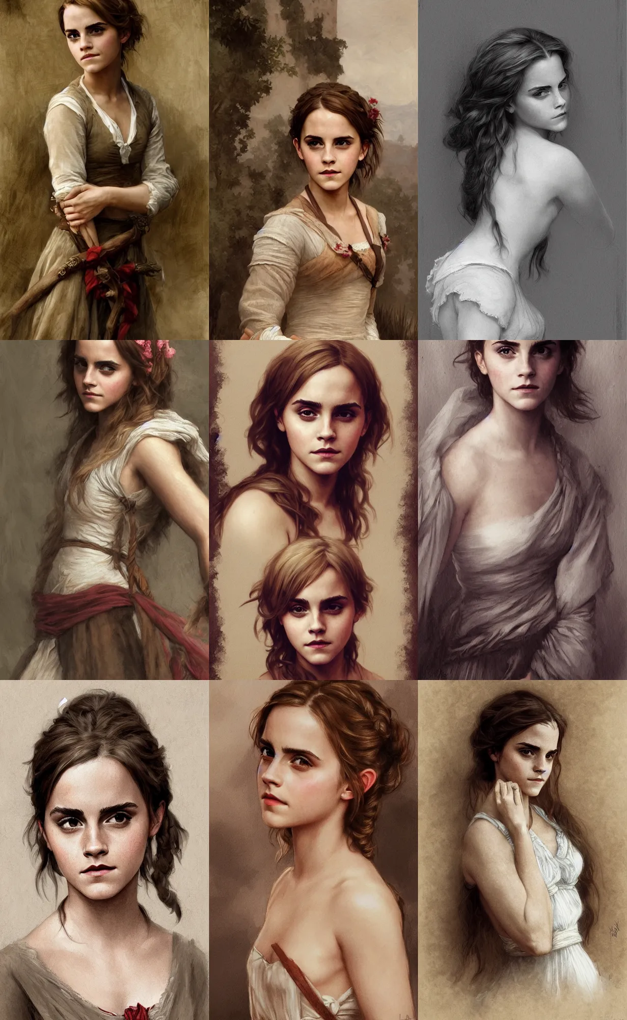 Image similar to emma watson, annasophia robb, traditional corsican, intricate, highly detailed, artstation, illustration, jurgens, rutkowski, bouguereau