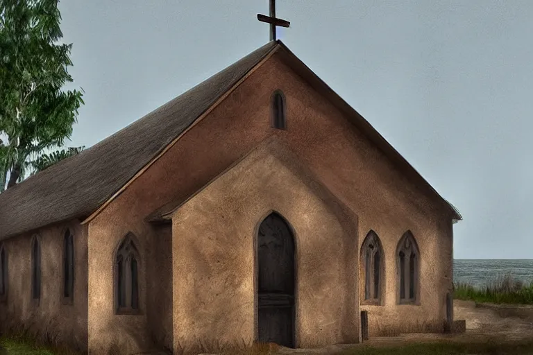 Prompt: the saddest little church in saint sanne, trending on artstation