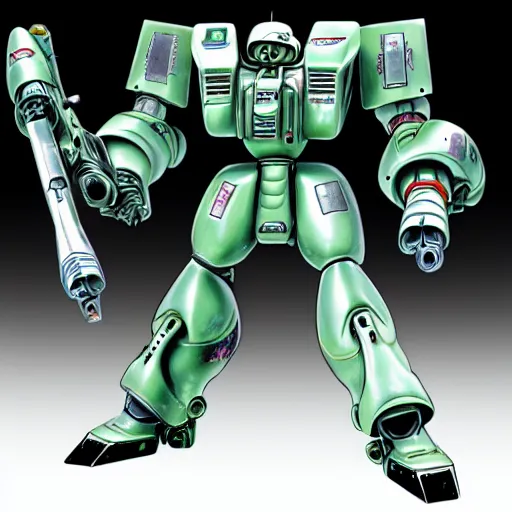 Image similar to liquid metal zaku combat mecha forming it's arms into different weapons