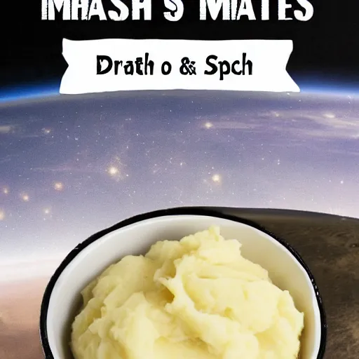 Prompt: mash potatoes in space