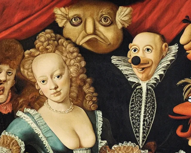 Image similar to a 1 6 0 0 s portrait of the muppets