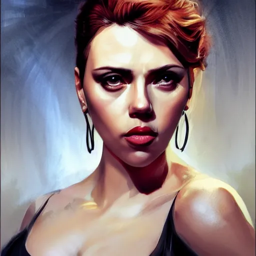 Image similar to scarface played by scarlett johansson, face portrait, hd shot, digital portrait, elegant, beautiful, fantasy art, artstation, comic style, by artgerm, guy denning, jakub rozalski, magali villeneuve and charlie bowater