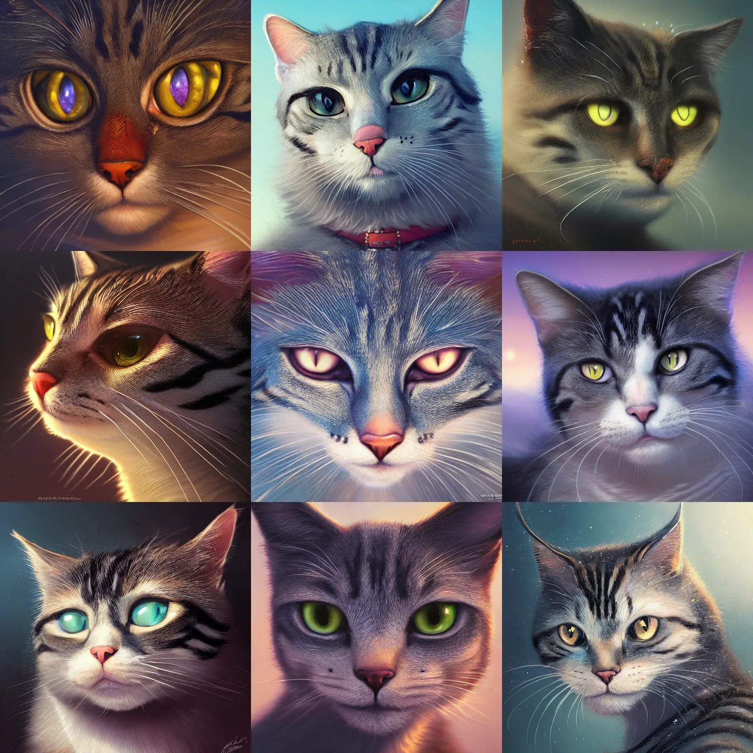 Image similar to highly detailed closeup portrait of a cat, in disney, stephen bliss, unreal engine, art by greg rutkowski, loish, rhads, ferdinand knab, makoto shinkai and lois van baarle, ilya kuvshinov, rossdraws, tom bagshaw, global illumination, radiant light, detailed and intricate environment